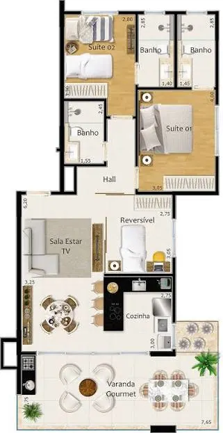 Apartamento Kanoah - 3 Quartos - 10º Andar - Vista Eterna para a Represa — foto 5
